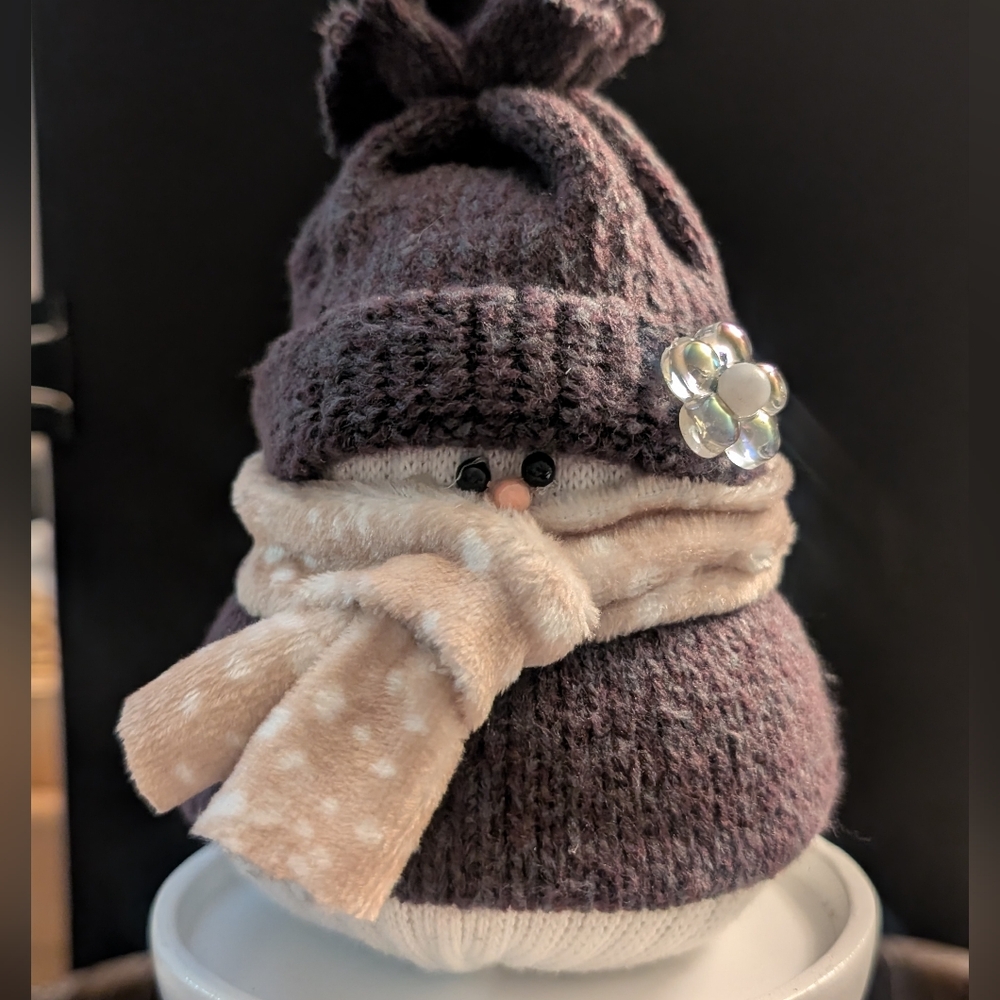 Cozy Knit Snowman Plush with Scarf and Hat